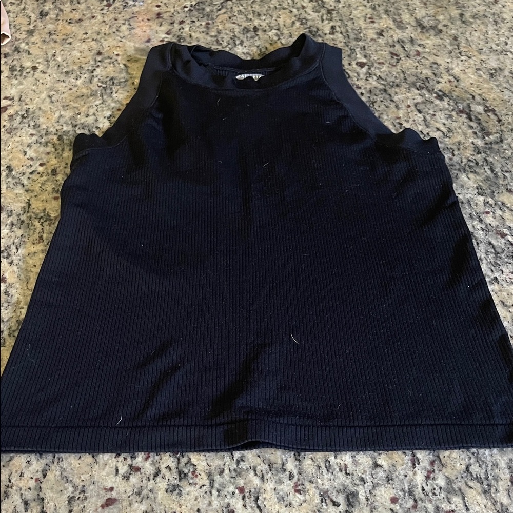 Athleta Black Ribbed Sleeveless Top